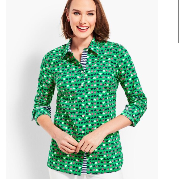 Talbots Tops - 💕🐞Talbots Ladybugs+Hearts Classic Button Down Shirt-Size XS